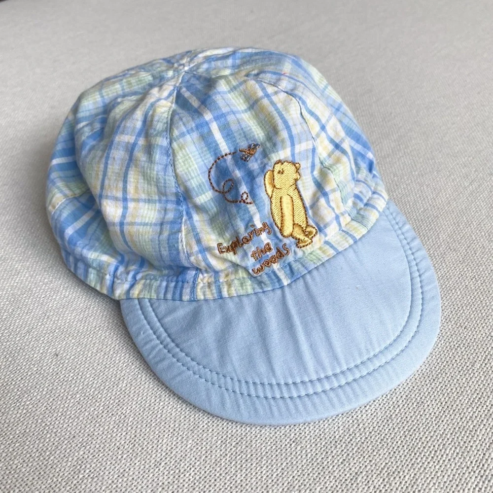 Y2K Disney Classic Winnie the Pooh Plaid Cotton Baseball Cap OS Infant Toddler